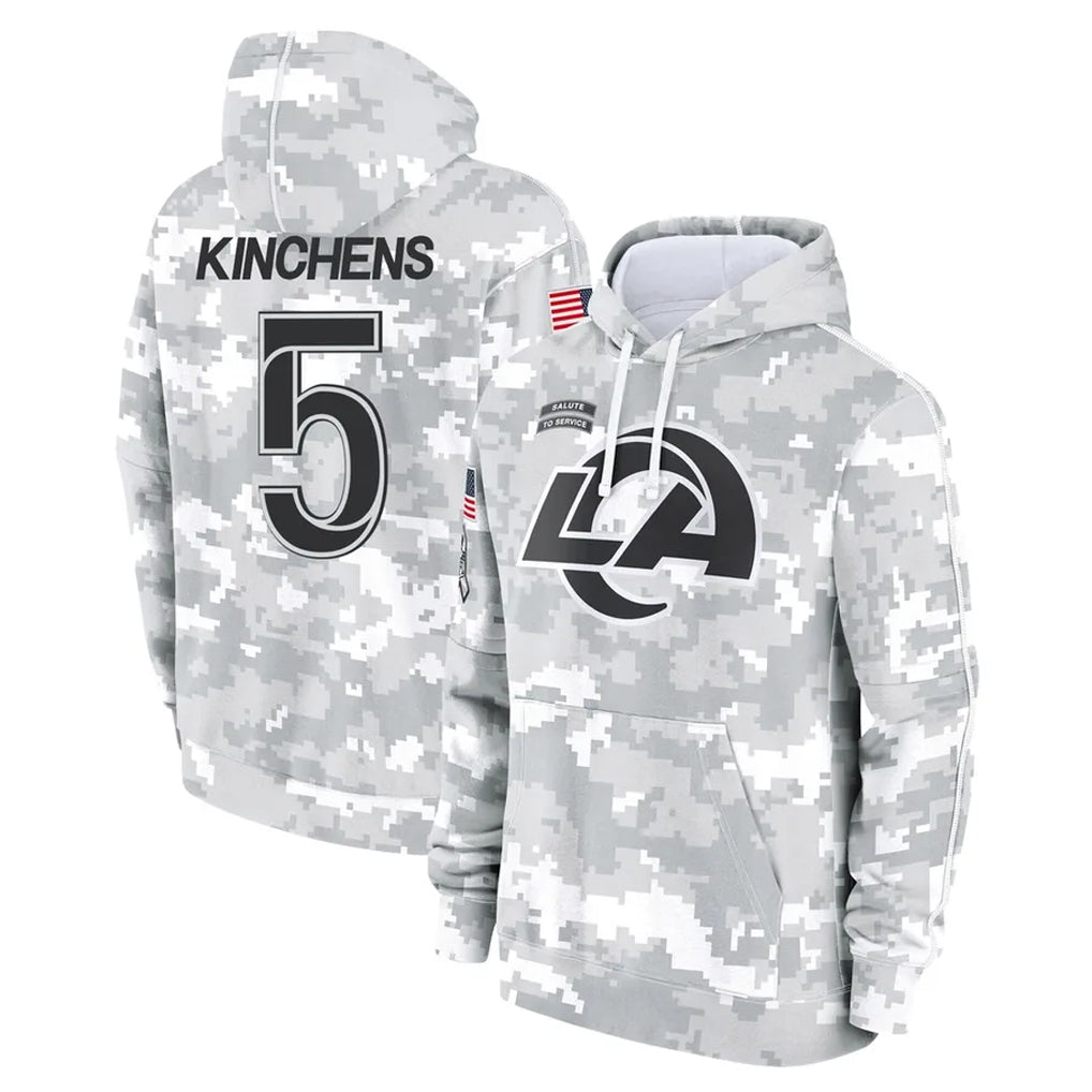 tocy LA.Rams #5 Kamren Kinchens Player Arctic Camo Salute to Service Hoodies Limited Game Stitched Jerseys
