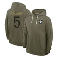 tocy LA.Rams #5 Kamren Kinchens Player Olive Salute to Service Pullover Hoodies Limited Stitched Jerseys