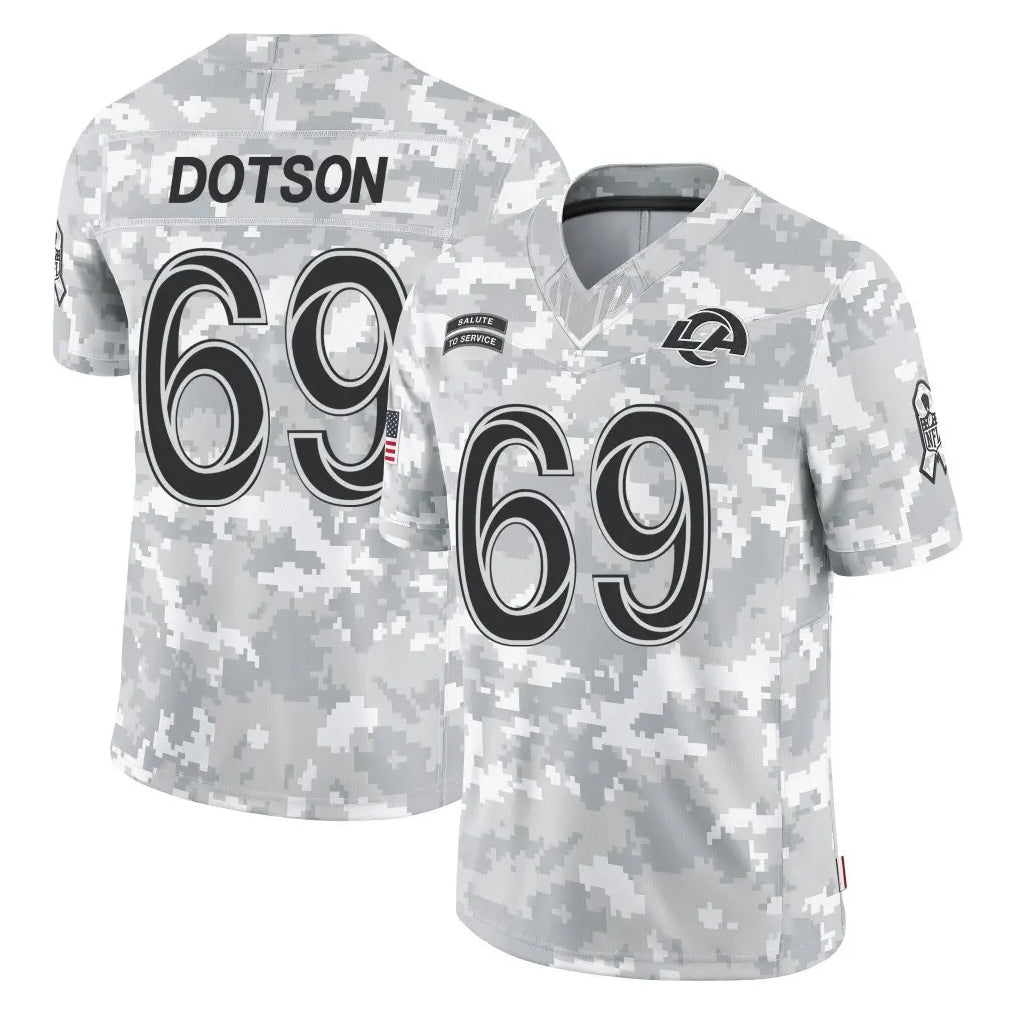 tocy LA.Rams #69 Kevin Dotson Player Arctic Camo Salute To Service Limited Game Stitched Jerseys