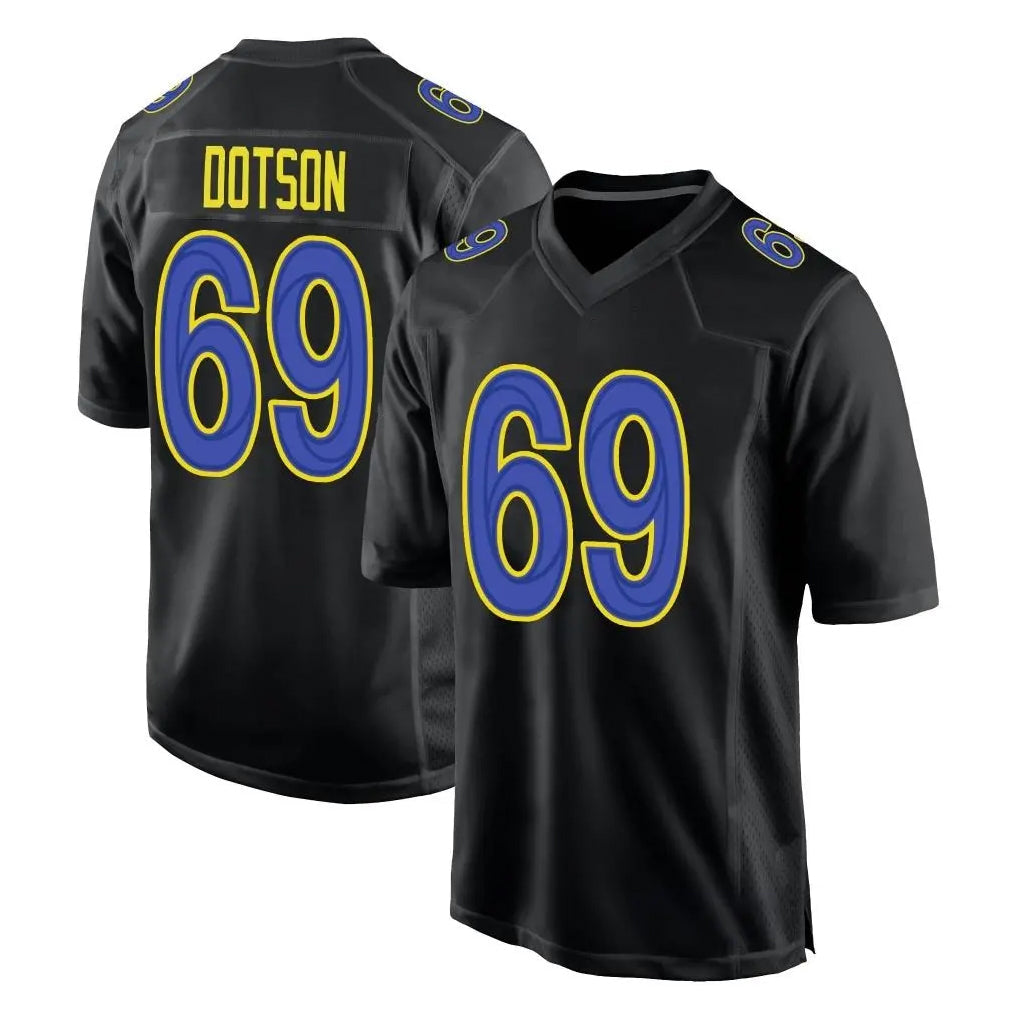tocy LA.Rams #69 Kevin Dotson Player Black Fashion Limited Home Game Stitched Jerseys