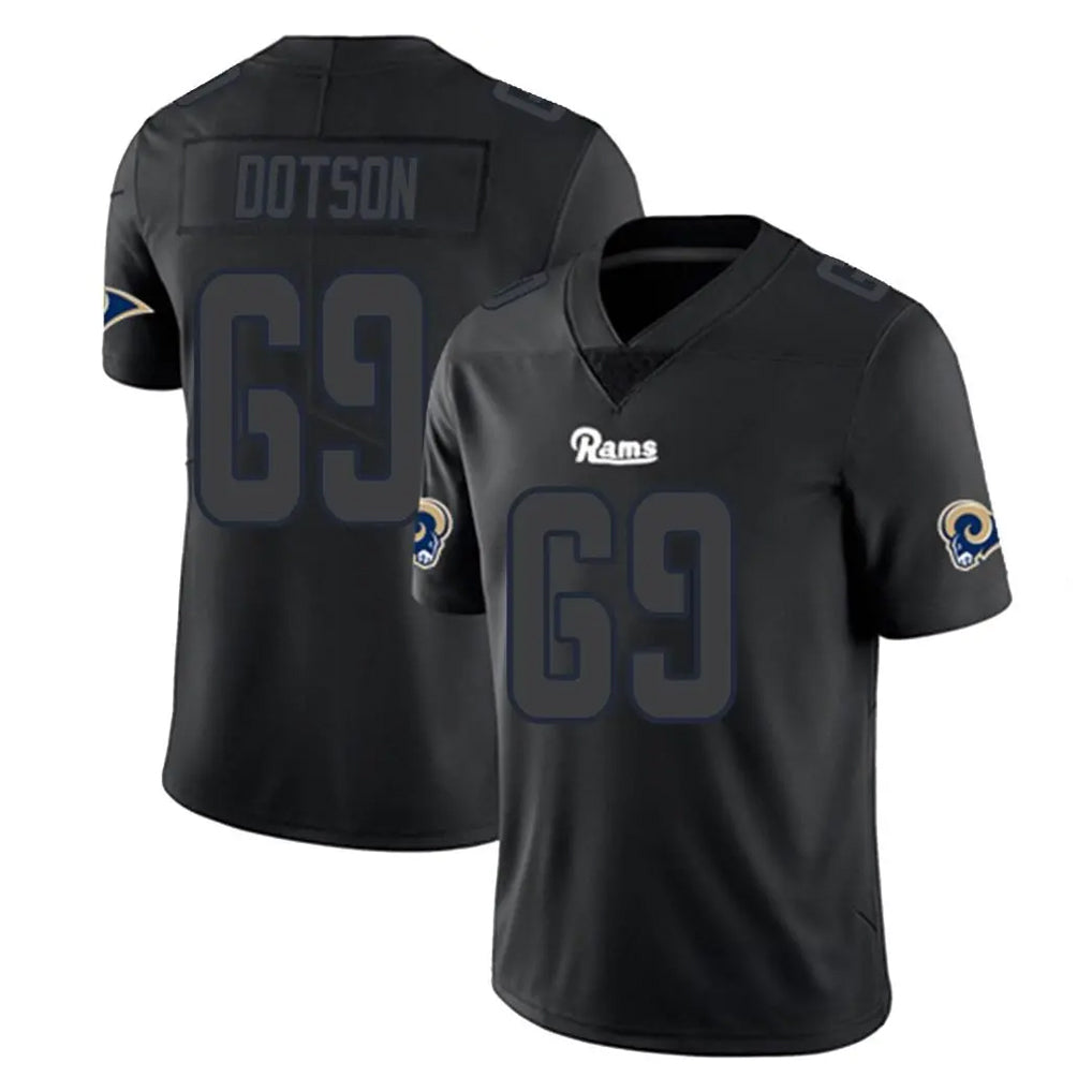 tocy LA.Rams #69 Kevin Dotson Player Black Impact Limited Home Game Stitched Jerseys