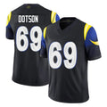 tocy LA.Rams #69 Kevin Dotson Player Black Midnight Rivalries Collection Limited Home Game Stitched Jerseys