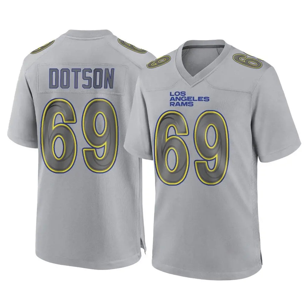 tocy LA.Rams #69 Kevin Dotson Player Gray Atmosphere Fashion Home Game Stitched Jerseys