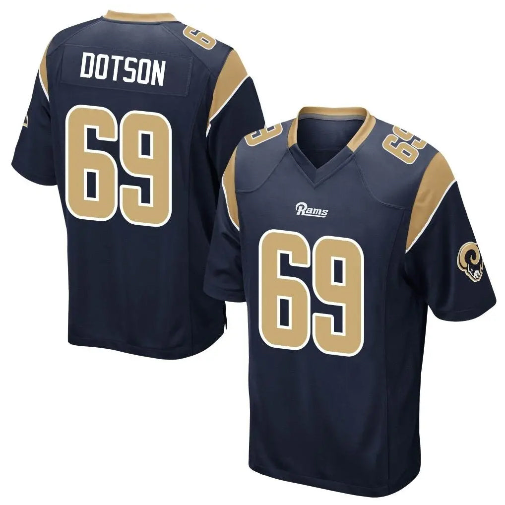 tocy LA.Rams #69 Kevin Dotson Player Navy Home Game Stitched Jerseys