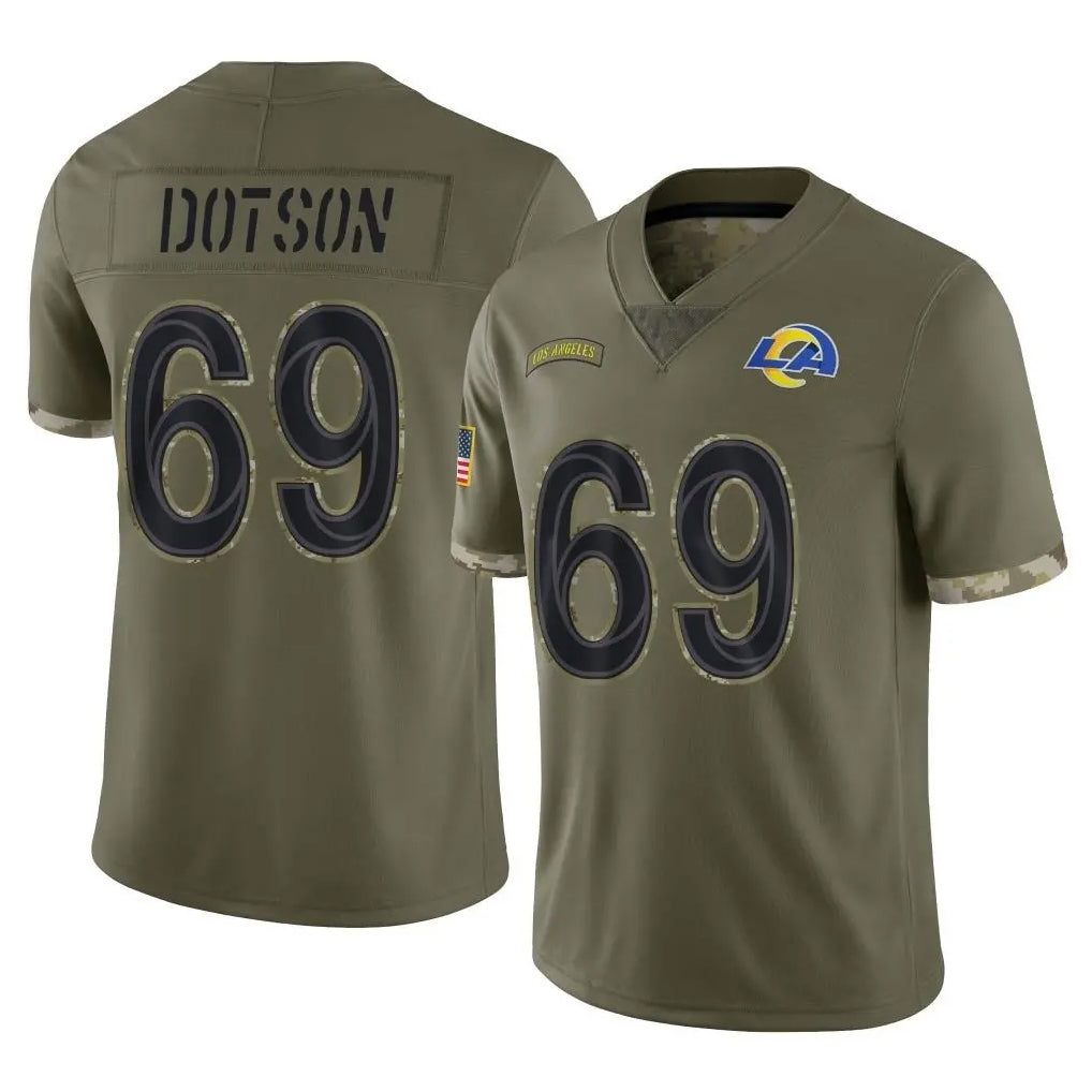 tocy LA.Rams #69 Kevin Dotson Player Olive Salute To Service Limited Stitched Jerseys