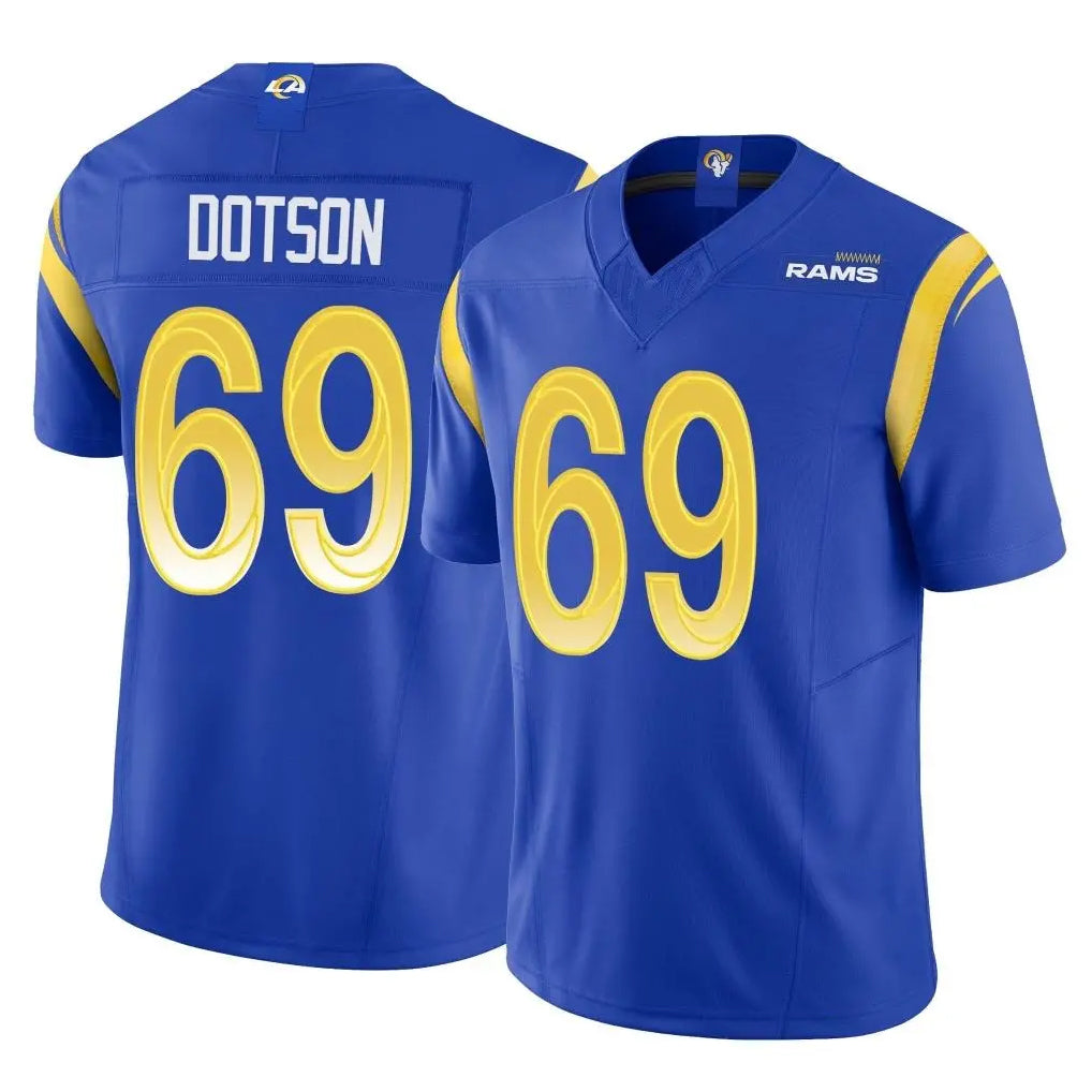 tocy LA.Rams #69 Kevin Dotson Player Royal Limited Vapor F.U.S.E. Home Game Stitched Jerseys
