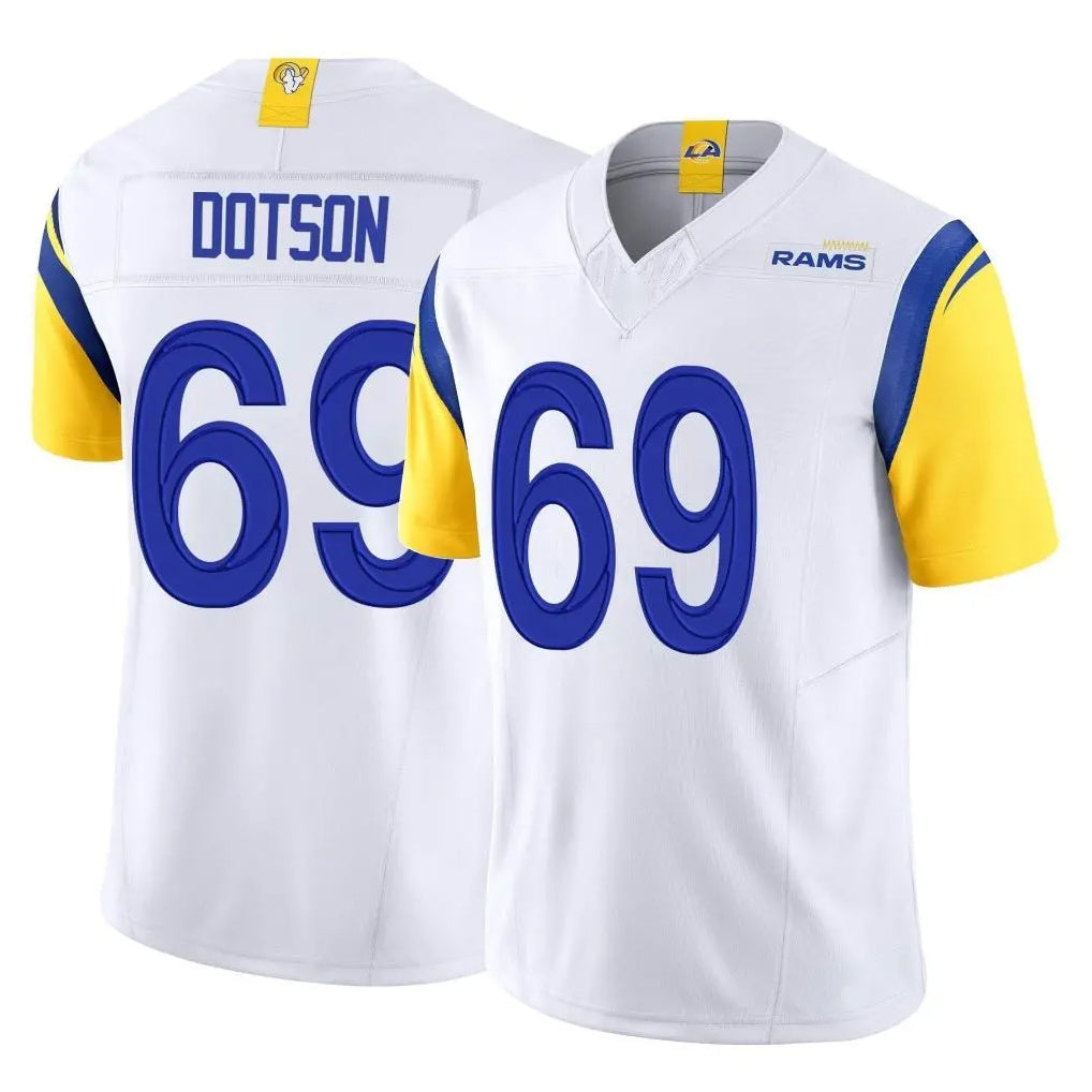 tocy LA.Rams #69 Kevin Dotson Player White Limited Vapor F.U.S.E. Home Game Stitched Jerseys