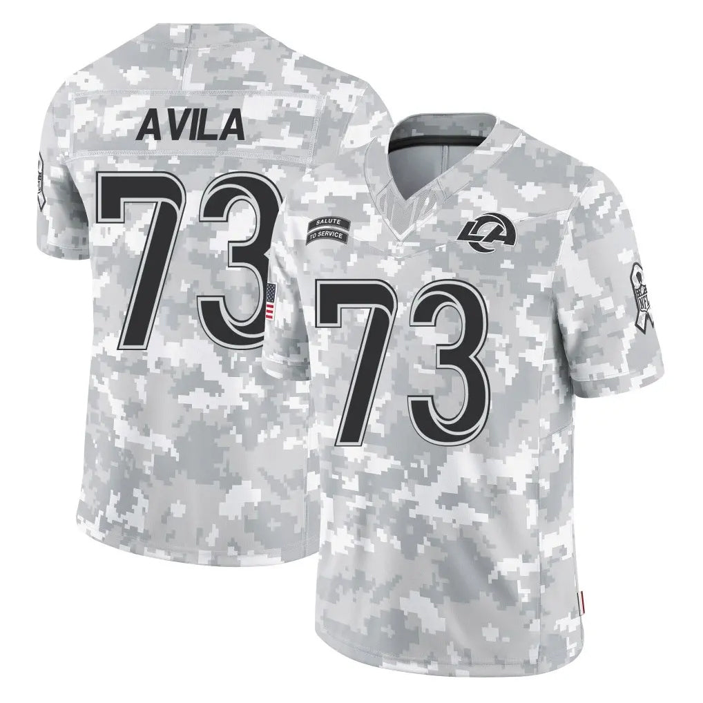 tocy LA.Rams #73 Steve Avila Player Arctic Camo Salute To Service Limited Game Stitched Jerseys