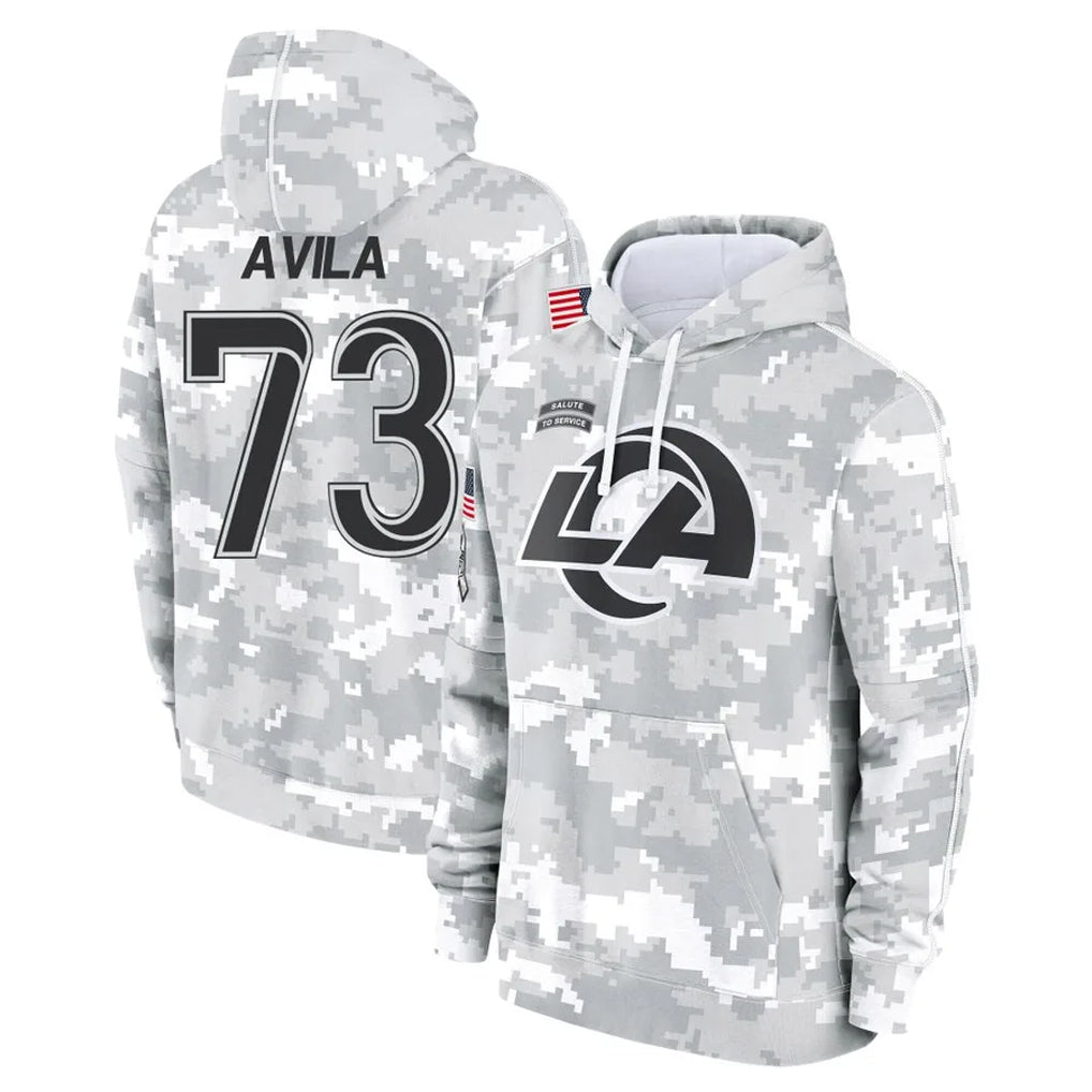tocy LA.Rams #73 Steve Avila Player Arctic Camo Salute to Service Hoodies Limited Game Stitched Jerseys