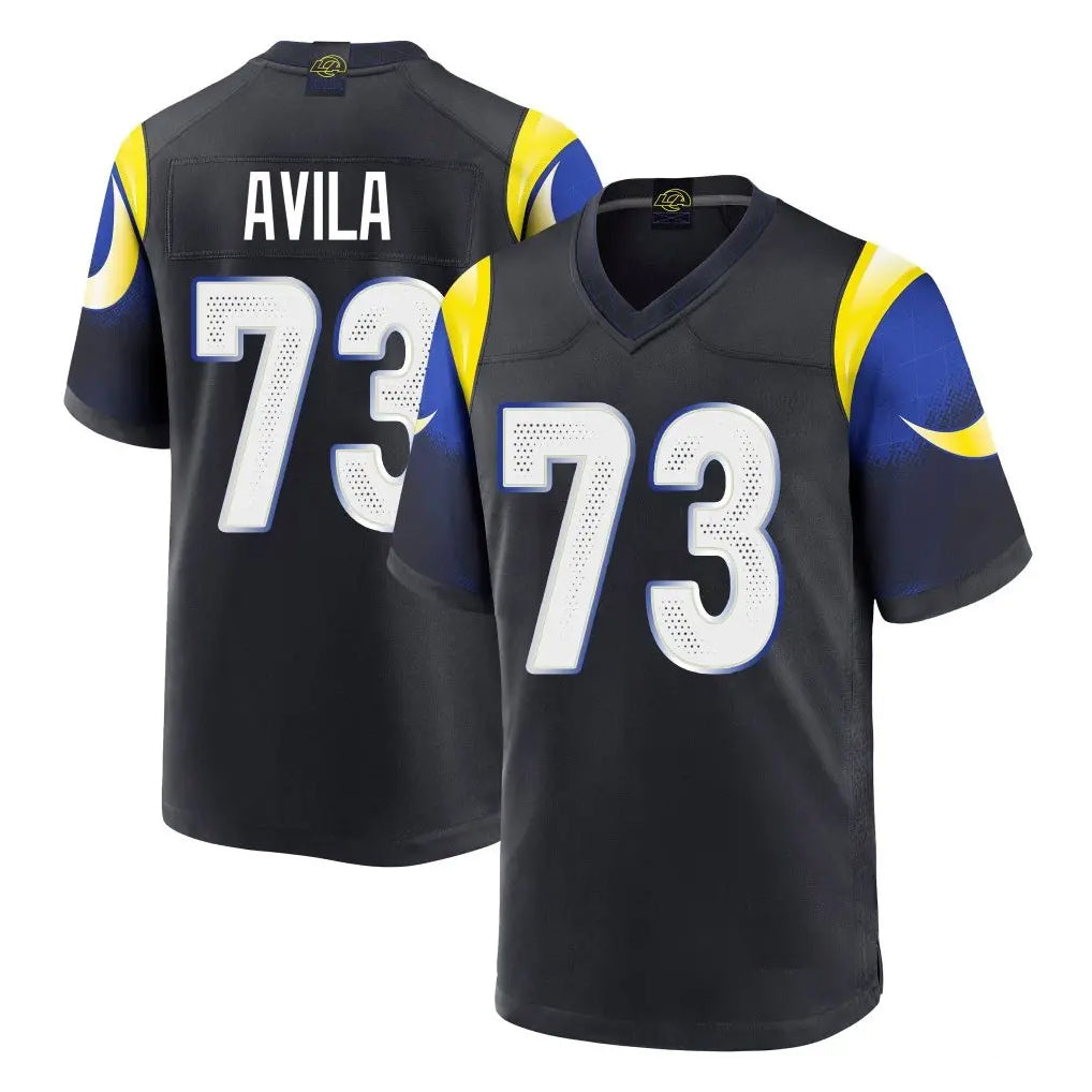 tocy LA.Rams #73 Steve Avila Player Black Midnight Rivalries Collection Home Game Stitched Jerseys