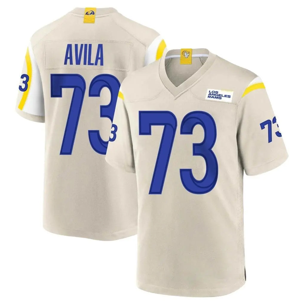 tocy LA.Rams #73 Steve Avila Player Bone Home Game Stitched Jerseys