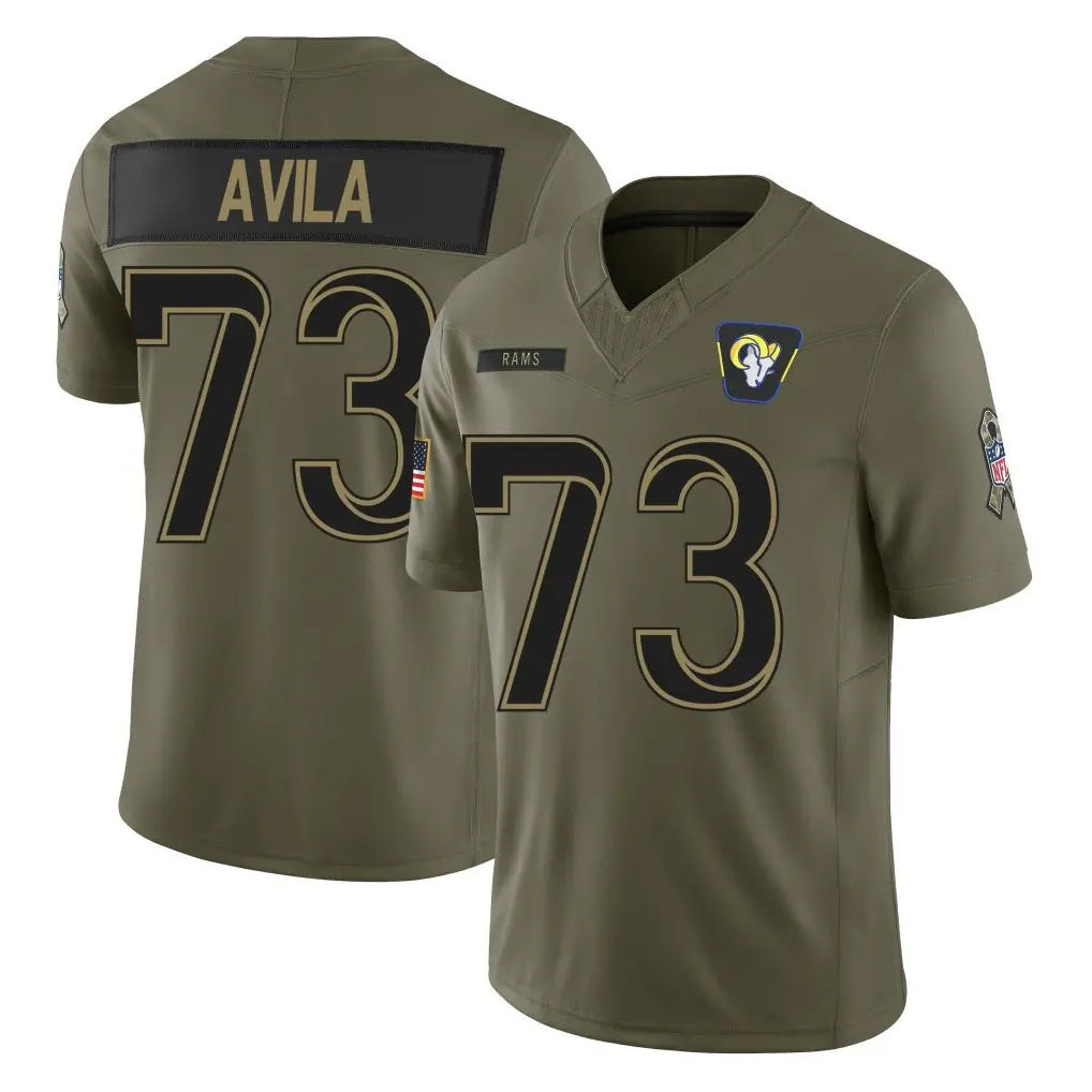 tocy LA.Rams #73 Steve Avila Player Olive 2025 Salute To Service Limited Game Stitched Jerseys
