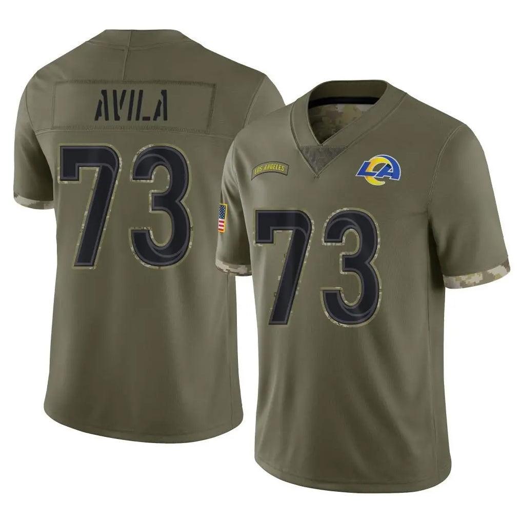tocy LA.Rams #73 Steve Avila Player Olive Salute To Service Limited Stitched Jerseys