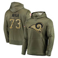 tocy LA.Rams #73 Steve Avila Player Olive Salute to Service Pullover Hoodies Home Game Stitched Jerseys