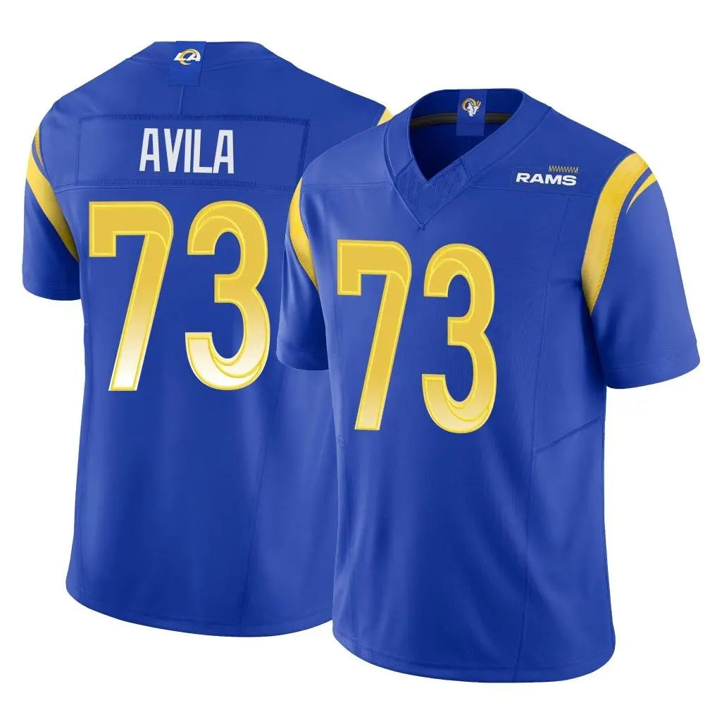 tocy LA.Rams #73 Steve Avila Player Royal Limited Vapor F.U.S.E. Home Game Stitched Jerseys