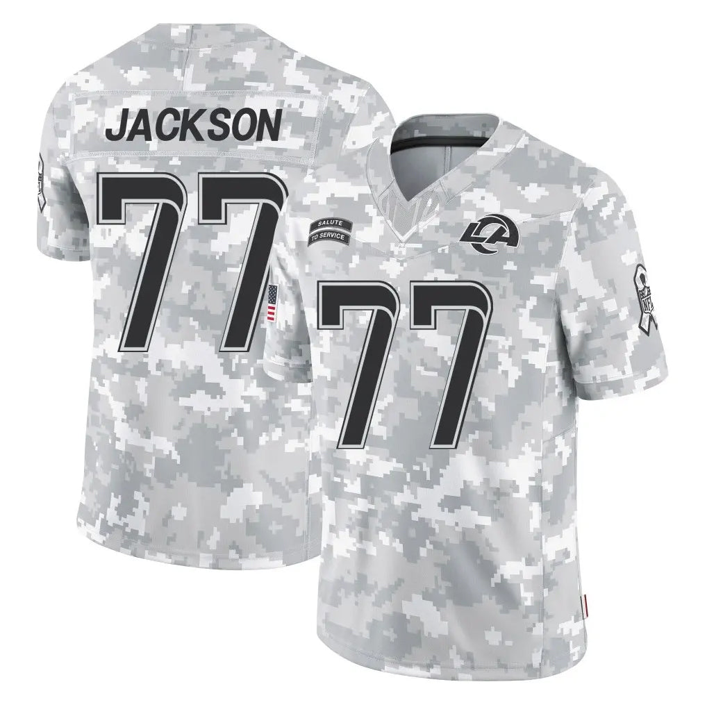 tocy LA.Rams #77 Alaric Jackson Player Arctic Camo Salute To Service Limited Game Stitched Jerseys