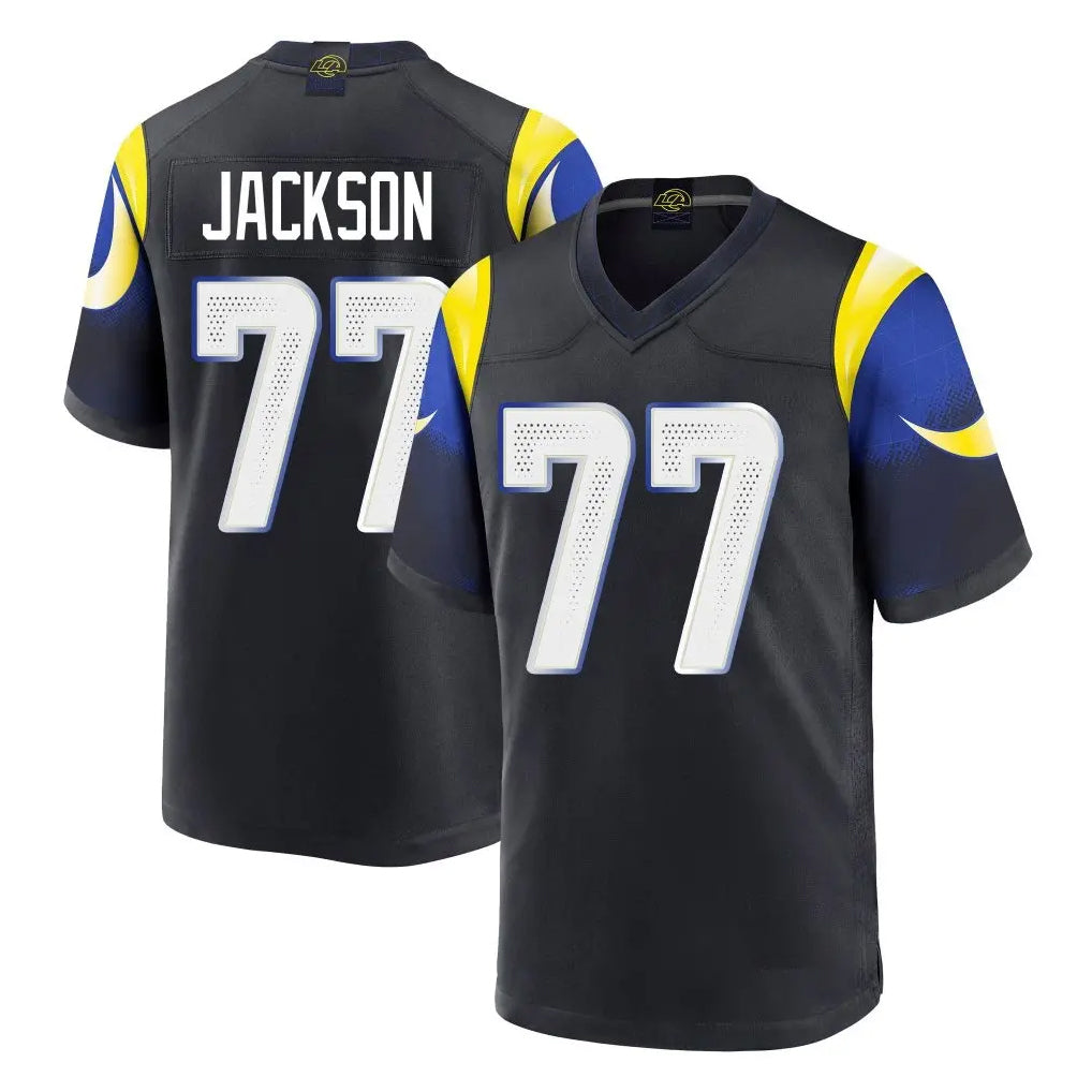 tocy LA.Rams #77 Alaric Jackson Player Black Midnight Rivalries Collection Home Game Stitched Jerseys