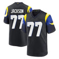 tocy LA.Rams #77 Alaric Jackson Player Black Midnight Rivalries Collection Home Game Stitched Jerseys