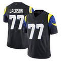 tocy LA.Rams #77 Alaric Jackson Player Black Midnight Rivalries Collection Limited Home Game Stitched Jerseys