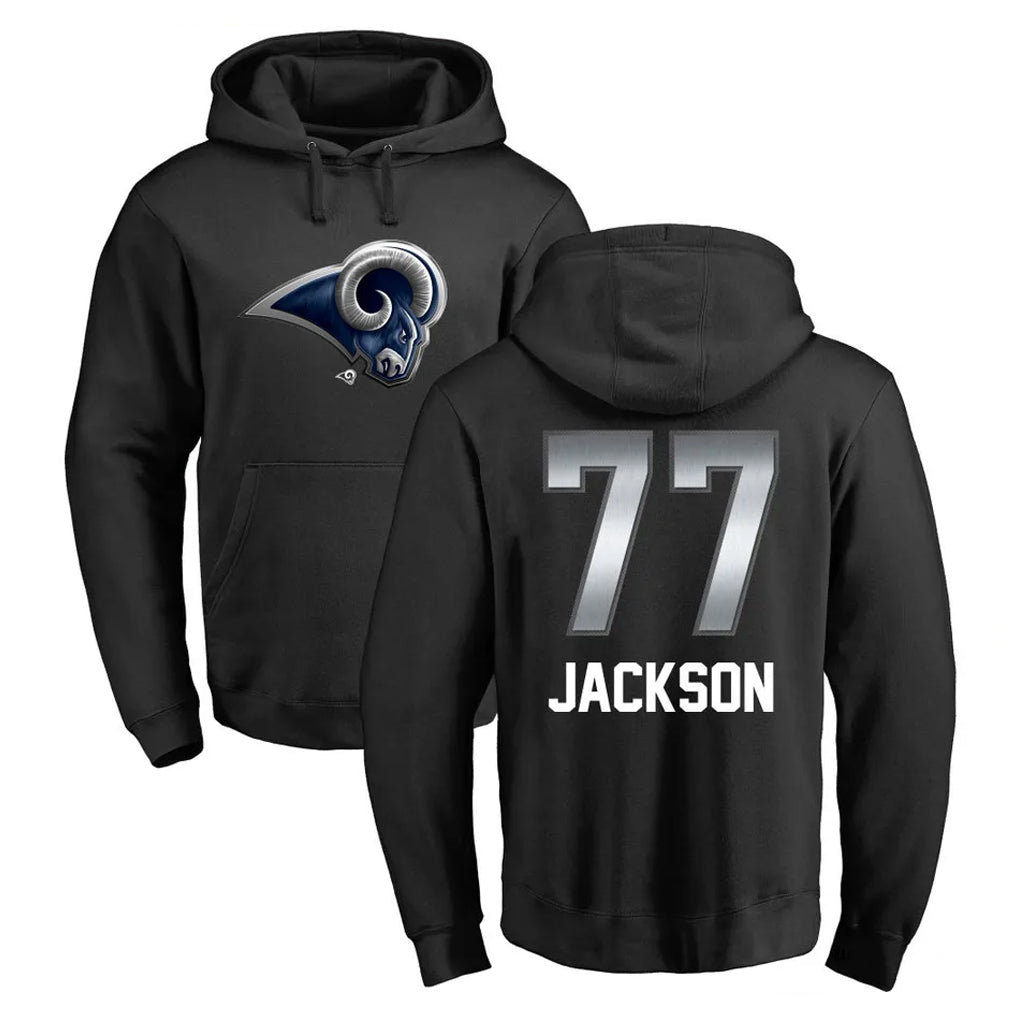 tocy LA.Rams #77 Alaric Jackson Player Black Pullover Hoodie Limited Game Stitched Jerseys