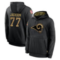 tocy LA.Rams #77 Alaric Jackson Player Black Salute to Service Hoodies Limited Game Stitched Jerseys