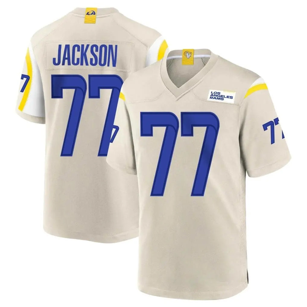 tocy LA.Rams #77 Alaric Jackson Player Bone Home Game Stitched Jerseys