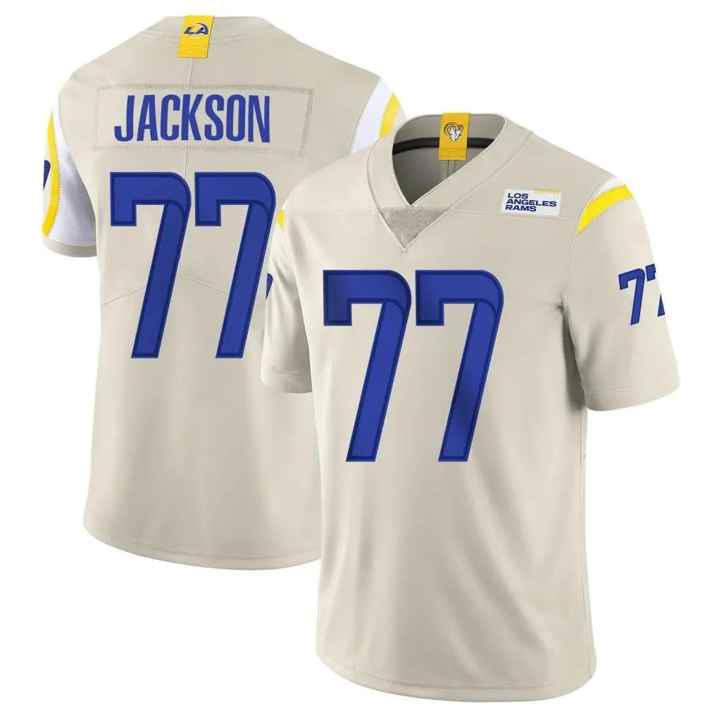 tocy LA.Rams #77 Alaric Jackson Player Bone Limited Vapor Home Game Stitched Jerseys