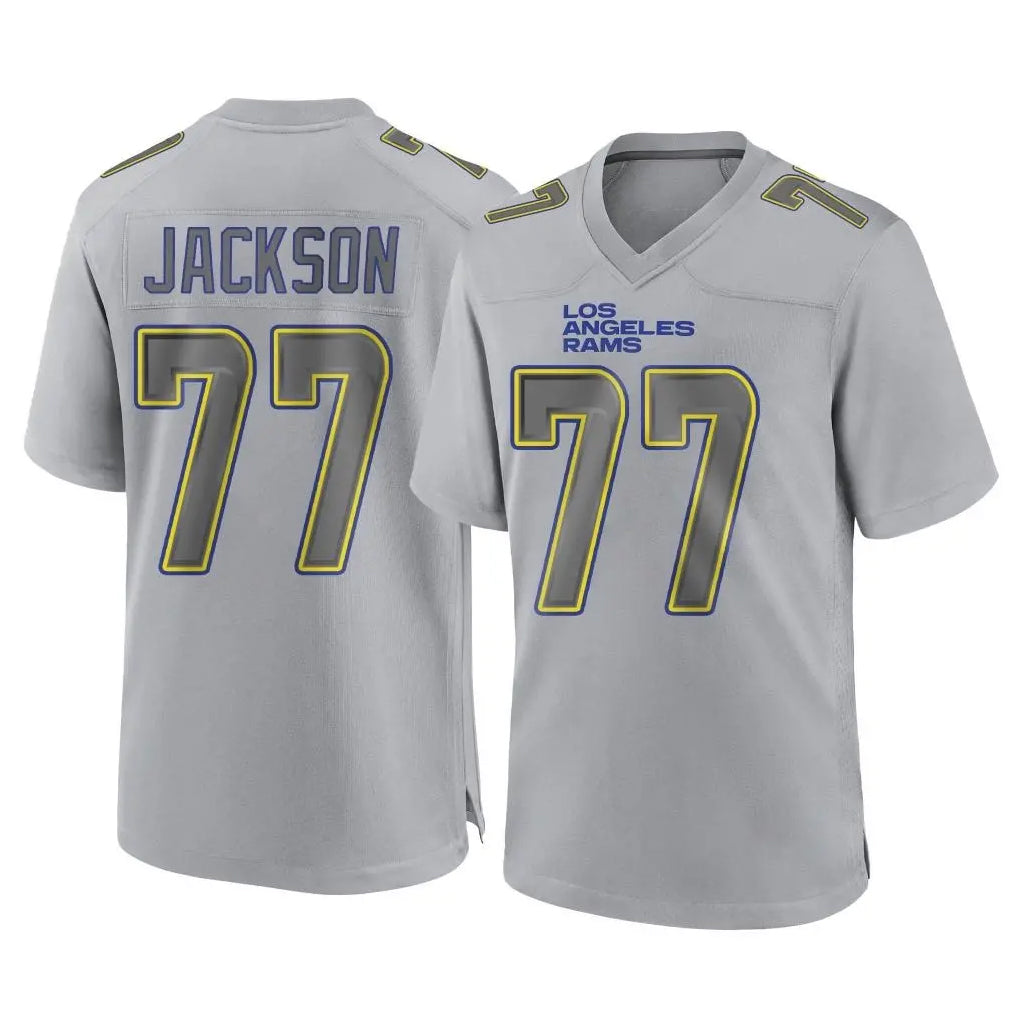 tocy LA.Rams #77 Alaric Jackson Player Gray Atmosphere Fashion Home Game Stitched Jerseys