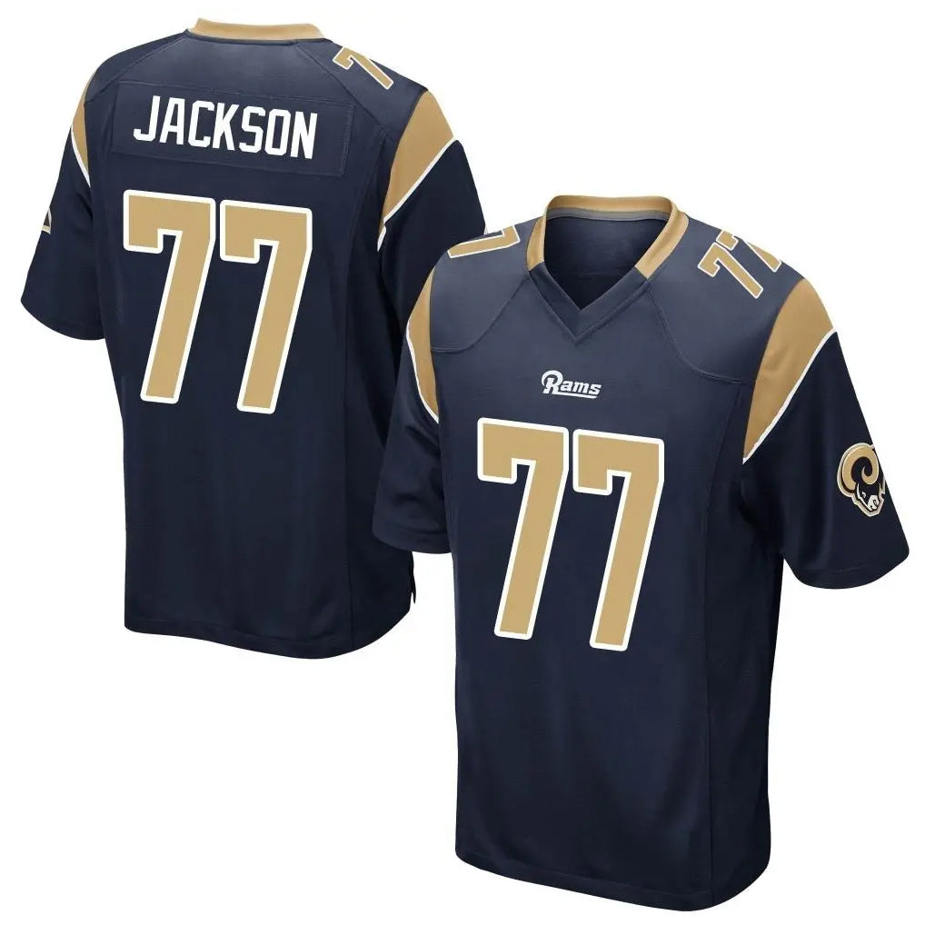 tocy LA.Rams #77 Alaric Jackson Player Navy Home Game Stitched Jerseys