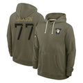 tocy LA.Rams #77 Alaric Jackson Player Olive Salute to Service Pullover Hoodies Limited Stitched Jerseys