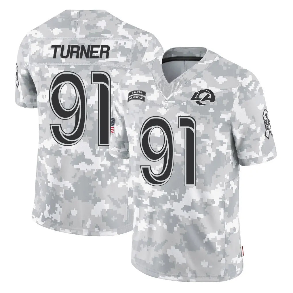 tocy LA.Rams #91 Kobie Turner Player Arctic Camo Salute To Service Limited Game Stitched Jerseys