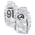 tocy LA.Rams #91 Kobie Turner Player Arctic Camo Salute to Service Hoodies Limited Game Stitched Jerseys