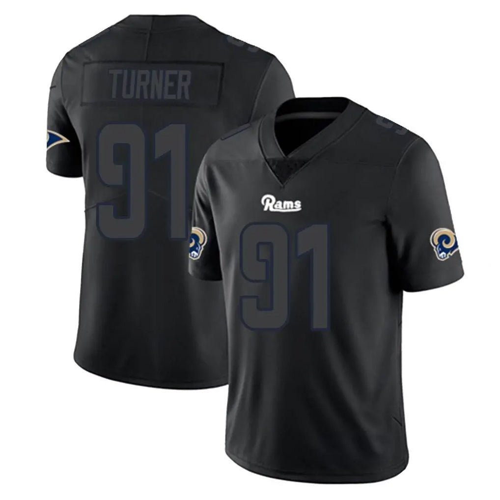 tocy LA.Rams #91 Kobie Turner Player Black Impact Limited Home Game Stitched Jerseys
