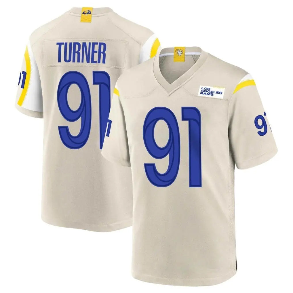 tocy LA.Rams #91 Kobie Turner Player Bone Home Game Stitched Jerseys