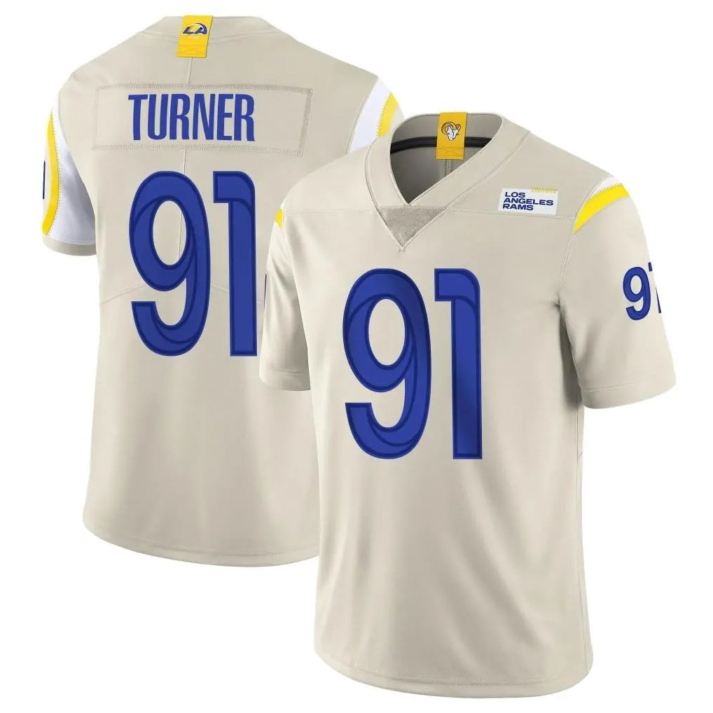 tocy LA.Rams #91 Kobie Turner Player Bone Limited Vapor Home Game Stitched Jerseys