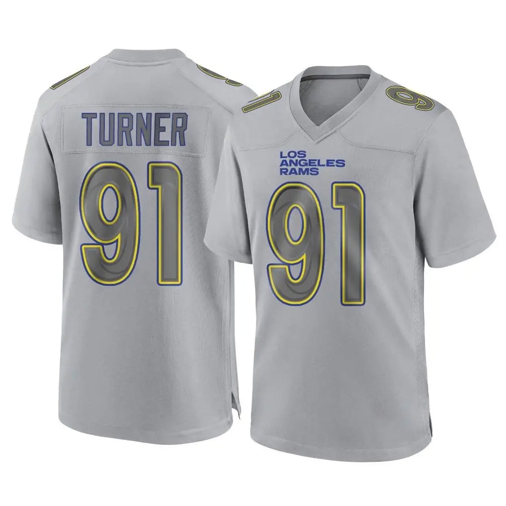 tocy LA.Rams #91 Kobie Turner Player Gray Atmosphere Fashion Home Game Stitched Jerseys