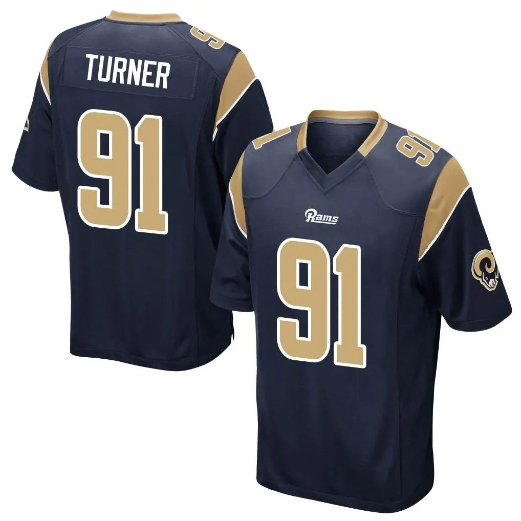 tocy LA.Rams #91 Kobie Turner Player Navy Home Game Stitched Jerseys
