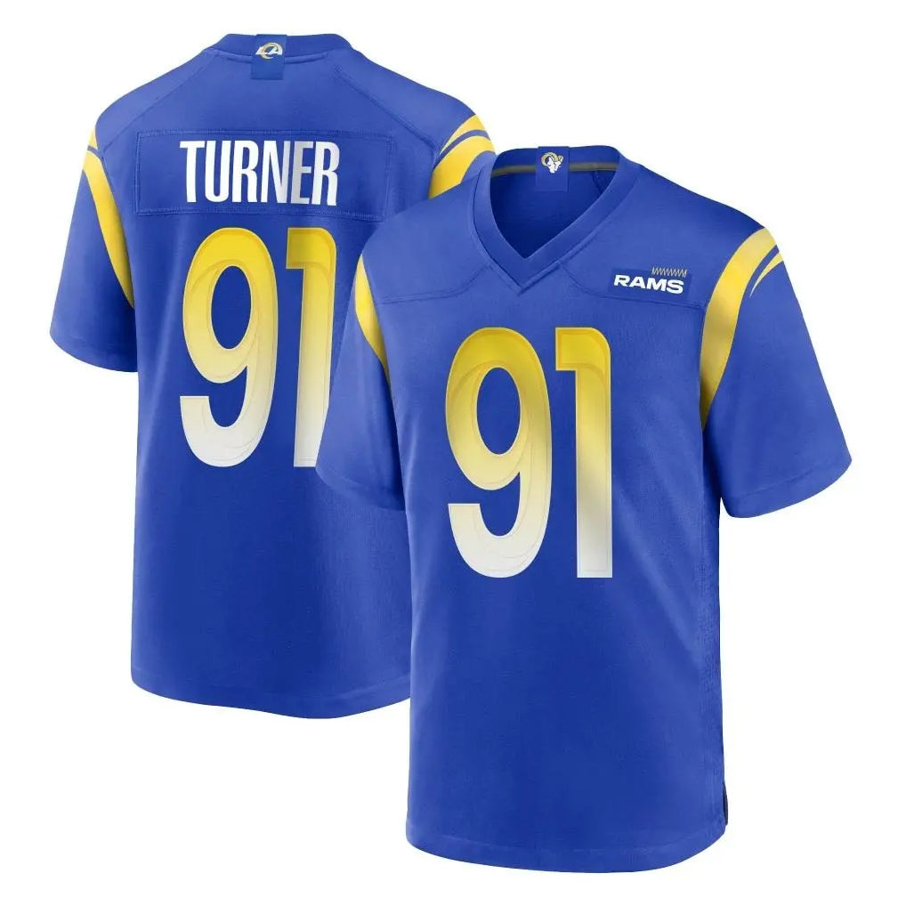 tocy LA.Rams #91 Kobie Turner Player Royal Home Game Stitched Jerseys