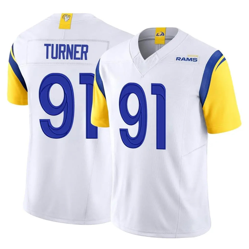 tocy LA.Rams #91 Kobie Turner Player White Limited Vapor F.U.S.E. Home Game Stitched Jerseys