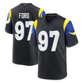 tocy LA.Rams #97 Poona Ford Player Black Midnight Rivalries Collection Home Game Stitched Jerseys