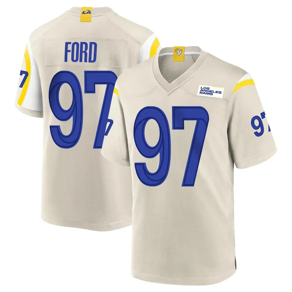 tocy LA.Rams #97 Poona Ford Player Bone Home Game Stitched Jerseys