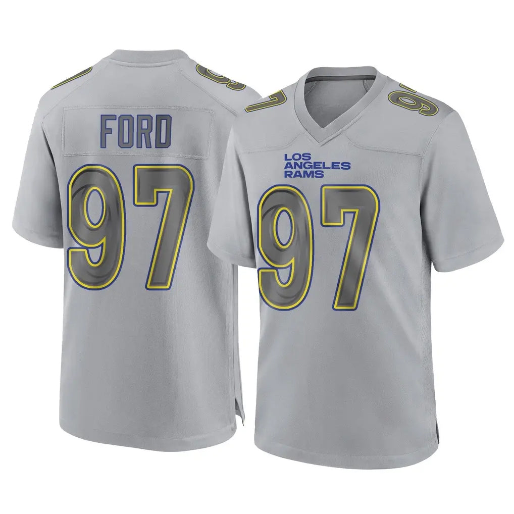 tocy LA.Rams #97 Poona Ford Player Gray Atmosphere Fashion Home Game Stitched Jerseys