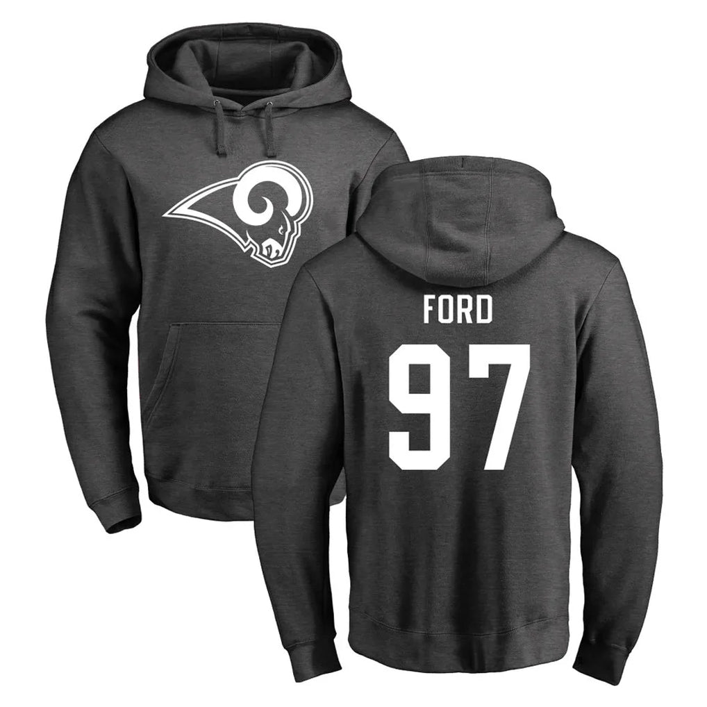 tocy LA.Rams #97 Poona Ford Player Gray Pullover Hoodie Limited Game Stitched Jerseys