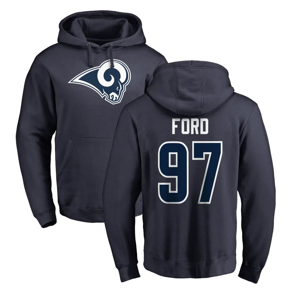 tocy LA.Rams #97 Poona Ford Player Navy Pullover Hoodie Limited Game Stitched Jerseys