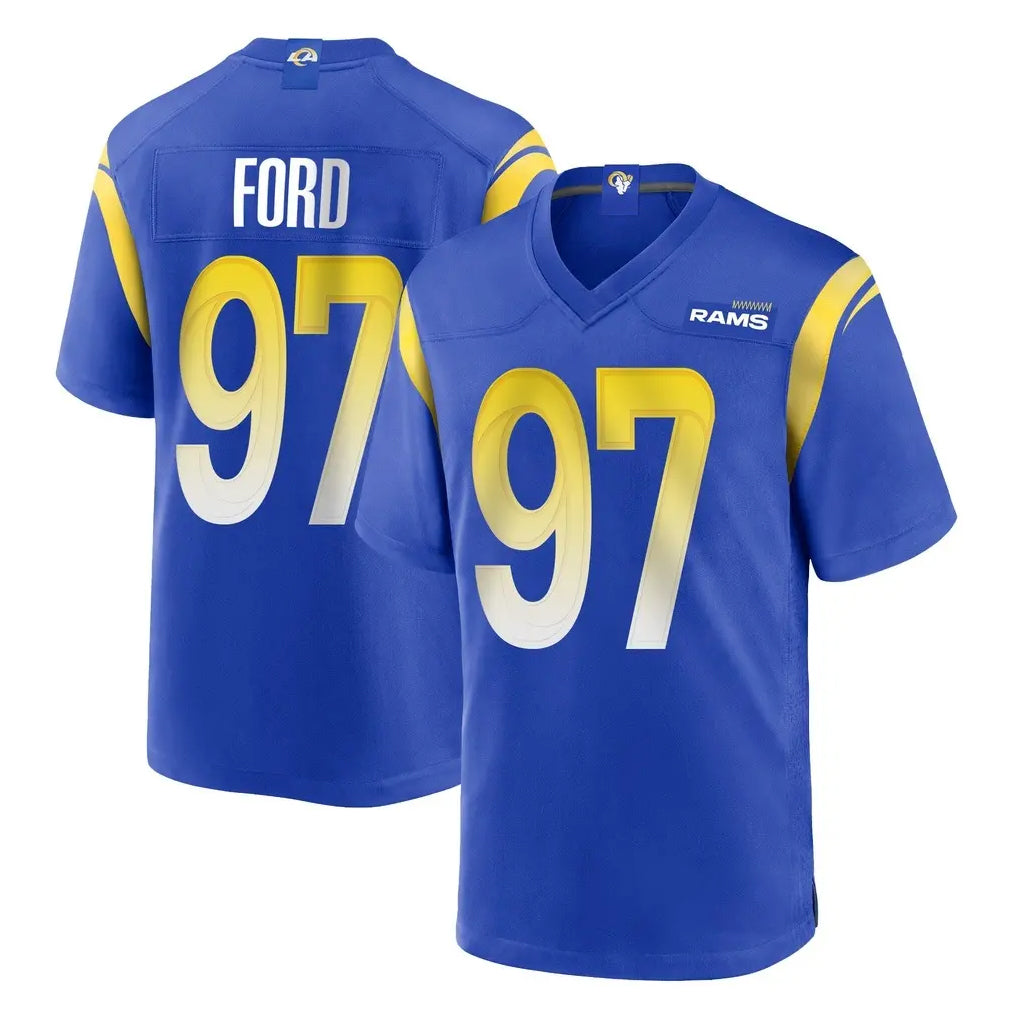 tocy LA.Rams #97 Poona Ford Player Royal Home Game Stitched Jerseys