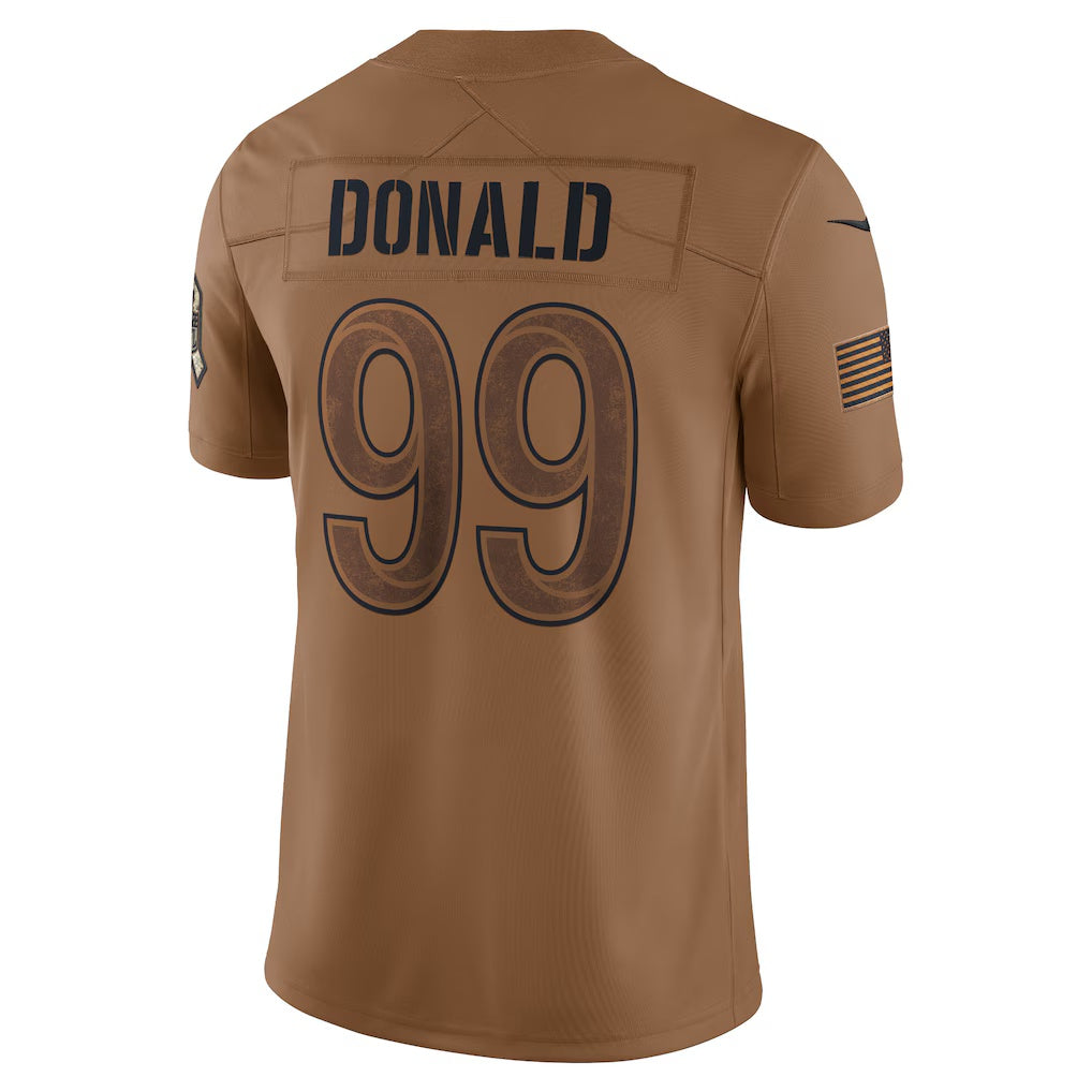 tocy LA.Rams #99 Aaron Donald Brown Salute To Service Limited Jersey Stitched Jerseys
