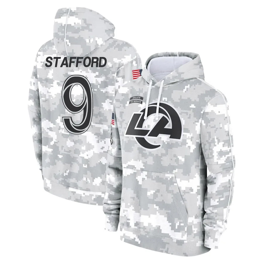 tocy LA.Rams #9 Matthew Stafford Player Arctic Camo Salute to Service Hoodies Limited Game Stitched Jerseys