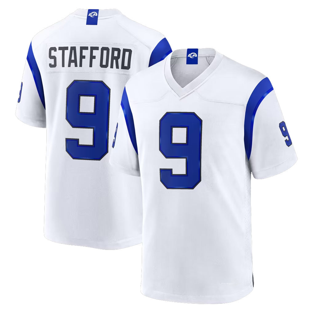 tocy LA.Rams #9 Matthew Stafford Player Fearsome White Home Game Stitched Jerseys