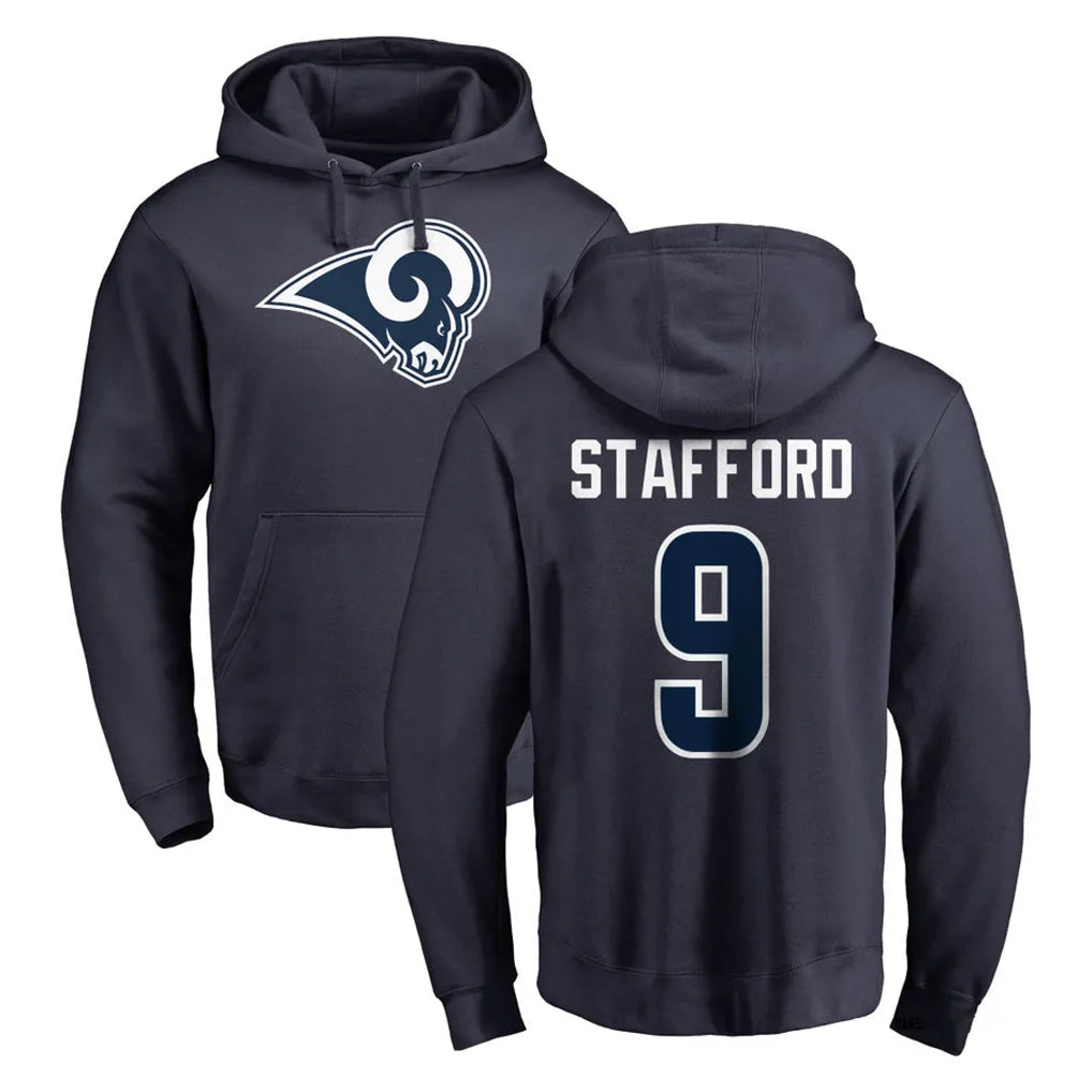 tocy LA.Rams #9 Matthew Stafford Player Navy Pullover Hoodie Limited Game Stitched Jerseys