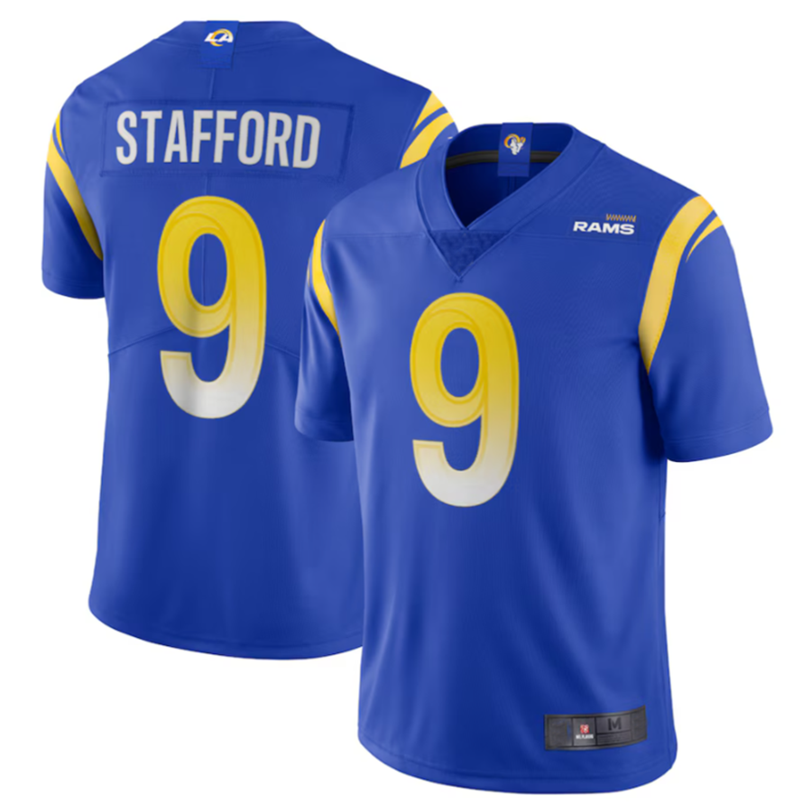 tocy LA.Rams #9 Matthew Stafford Royal Vapor Limited Jersey American Stitched Jerseys